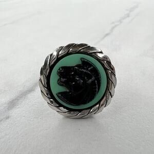 Vintage Round Double Horse Head Single Cufflink